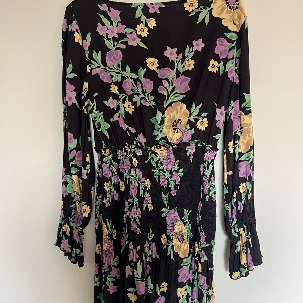 Urban Outfitters Black Dress with Purple and Yellow Floral Print